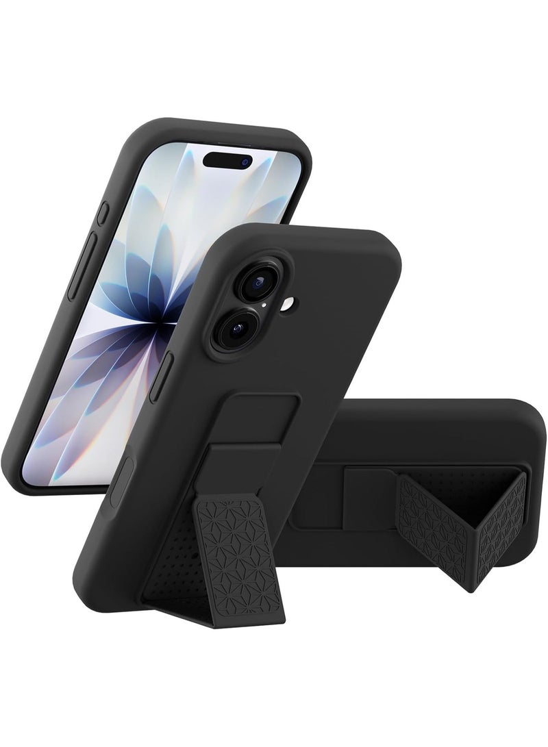 iPhone 17 Silicone Kickstand Case Compatible with iPhone 17, Vertical and Horizontal Stand Hand Strap Metal Kickstand Cover, Flexible Soft Liquid Silicone Stand Case for iPhone 17 - Image 1